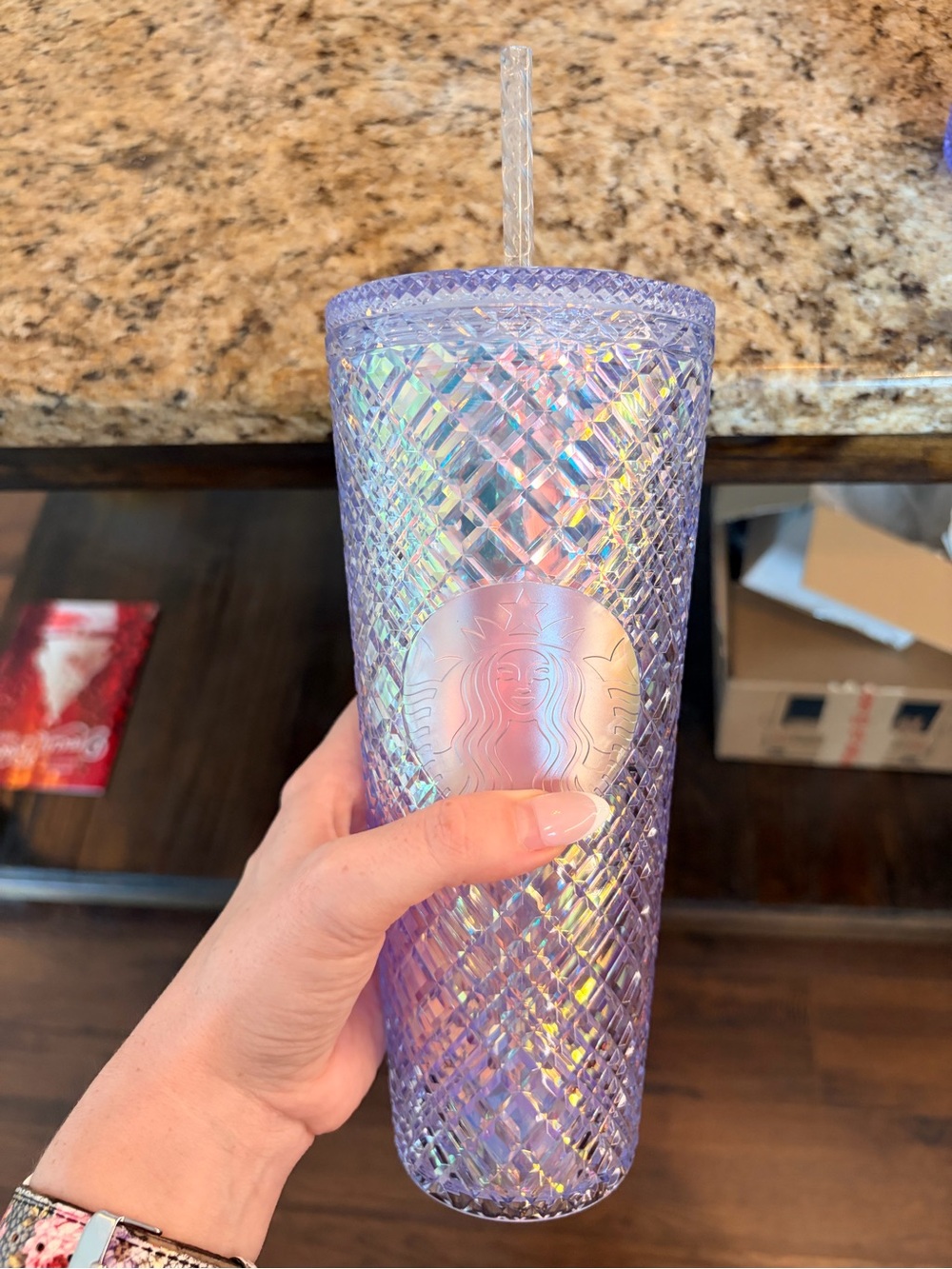 Starbucks Lavender Iridescent Diamond Tumbler with Straw
